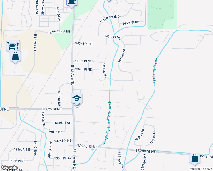 map of restaurants, bars, coffee shops, grocery stores, and more near 5331 138th Place Northeast in Marysville