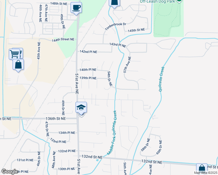 map of restaurants, bars, coffee shops, grocery stores, and more near 5331 138th Place Northeast in Marysville