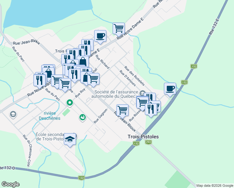 map of restaurants, bars, coffee shops, grocery stores, and more near 59 Rue Raymond in Trois-Pistoles
