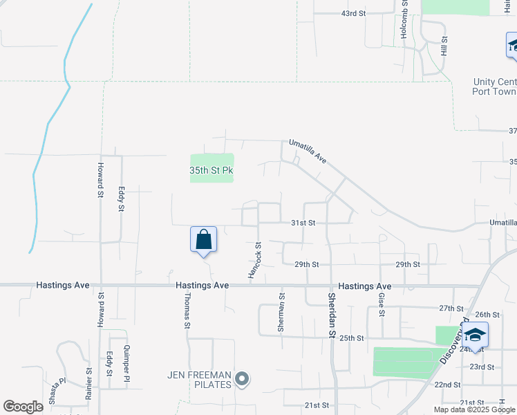 map of restaurants, bars, coffee shops, grocery stores, and more near 1599 Hancock Street in Port Townsend