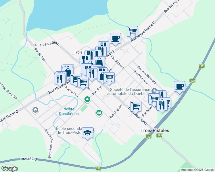 map of restaurants, bars, coffee shops, grocery stores, and more near 391 Rue Jean-Rioux in Trois-Pistoles