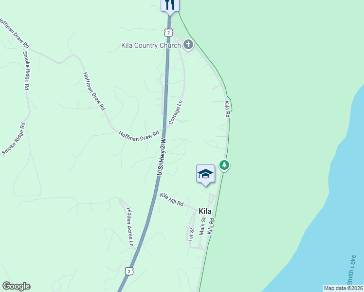 map of restaurants, bars, coffee shops, grocery stores, and more near 196-298 Cottage Lane in Kalispell