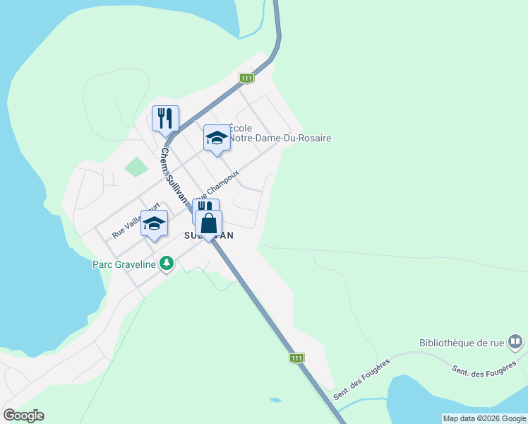 map of restaurants, bars, coffee shops, grocery stores, and more near 125 Rue du Curé-Quenneville in Val-d'Or