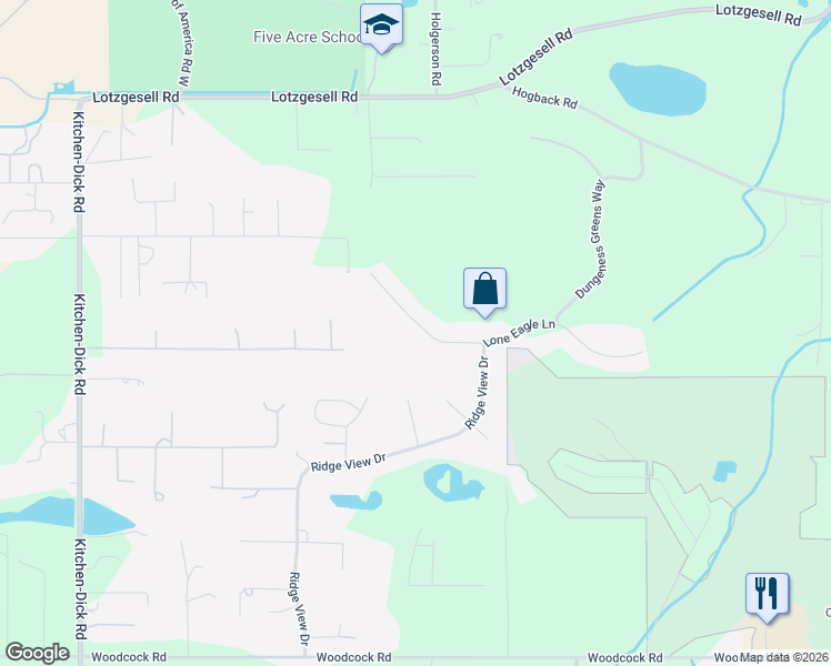 map of restaurants, bars, coffee shops, grocery stores, and more near 161 Secluded Way in Sequim
