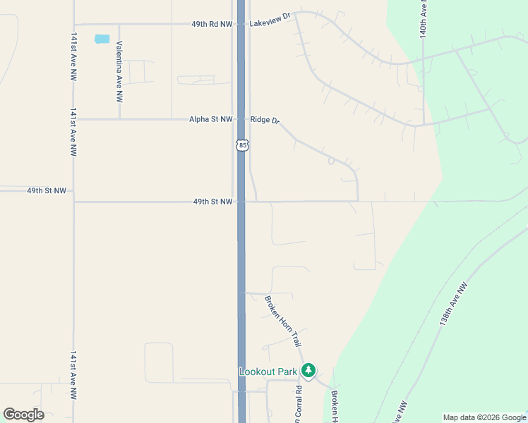 map of restaurants, bars, coffee shops, grocery stores, and more near 14044 49th Street Northwest in Williston
