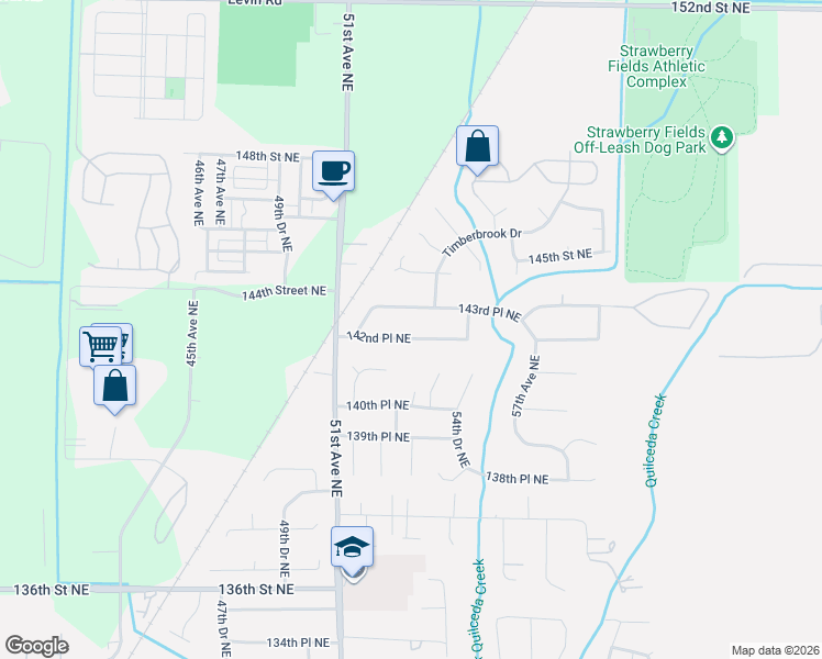 map of restaurants, bars, coffee shops, grocery stores, and more near 5229 143rd Place Northeast in Marysville