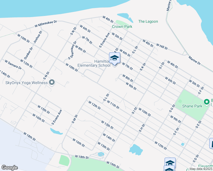 map of restaurants, bars, coffee shops, grocery stores, and more near 1825 West 10th Street in Port Angeles