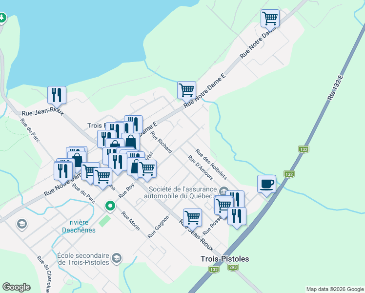map of restaurants, bars, coffee shops, grocery stores, and more near 148 Rue de la Congrégation in Trois-Pistoles