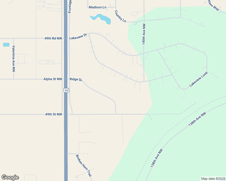 map of restaurants, bars, coffee shops, grocery stores, and more near Ridge Drive in Williston