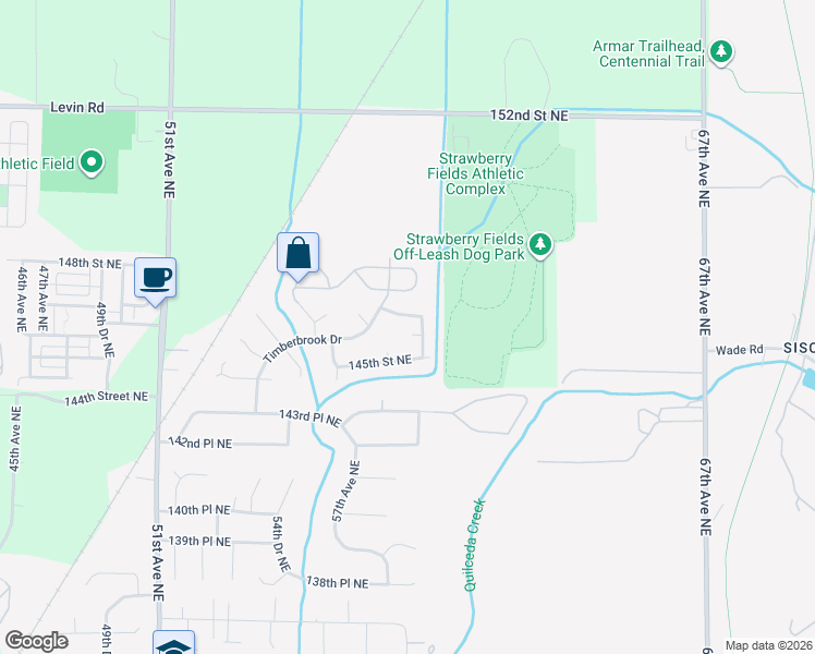 map of restaurants, bars, coffee shops, grocery stores, and more near 5809 145th Street Northeast in Marysville