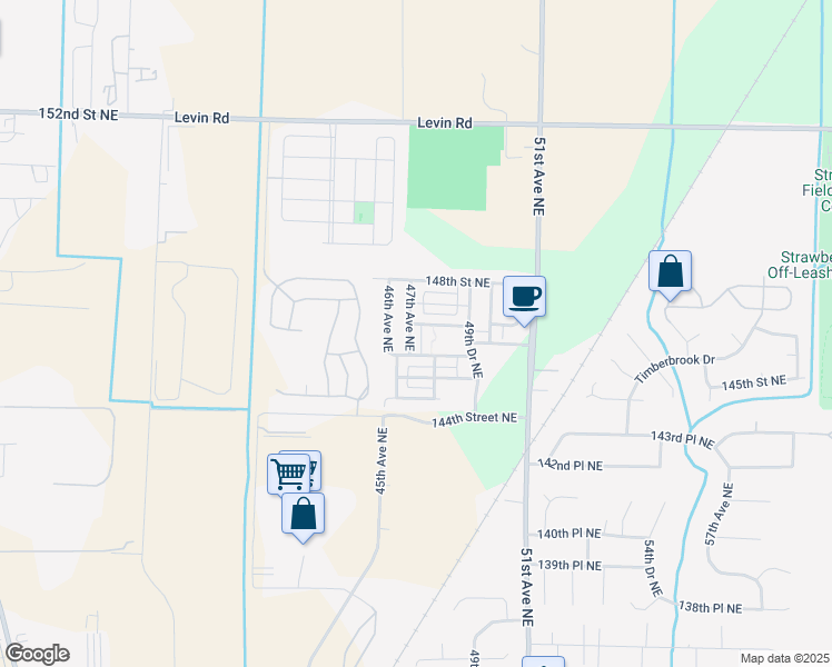 map of restaurants, bars, coffee shops, grocery stores, and more near 14619 47th Avenue Northeast in Marysville