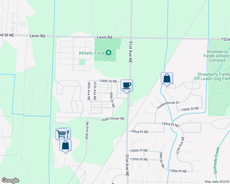 map of restaurants, bars, coffee shops, grocery stores, and more near 14661 49th Drive Northeast in Marysville
