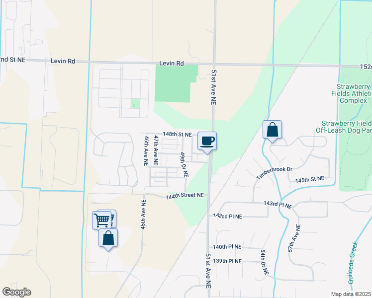 map of restaurants, bars, coffee shops, grocery stores, and more near 14661 49th Drive Northeast in Marysville