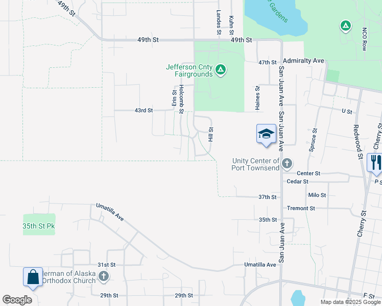 map of restaurants, bars, coffee shops, grocery stores, and more near 3947 Jackman Street in Port Townsend