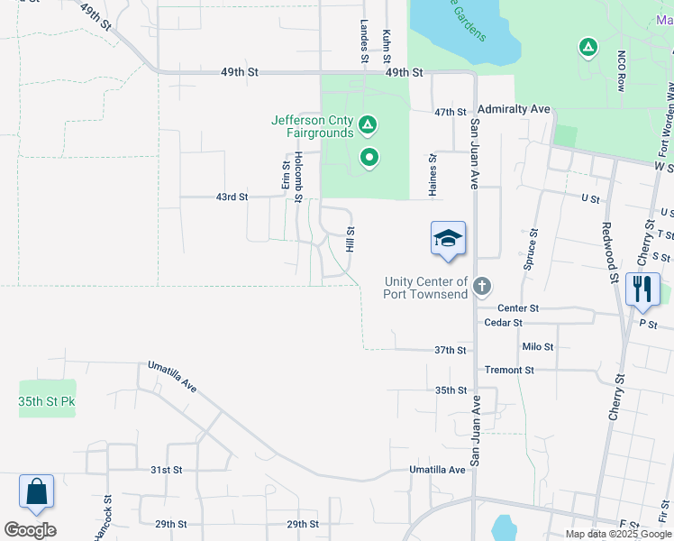 map of restaurants, bars, coffee shops, grocery stores, and more near 3946 Hill Street in Port Townsend