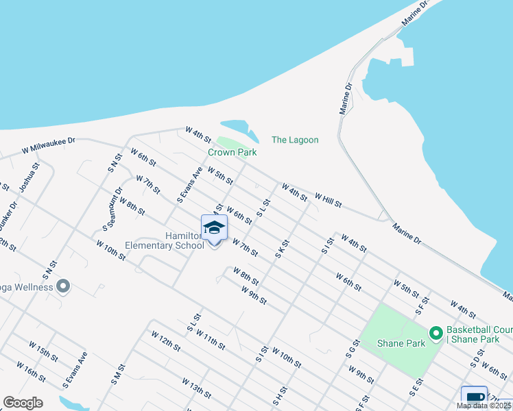 map of restaurants, bars, coffee shops, grocery stores, and more near 1808 West 5th Street in Port Angeles
