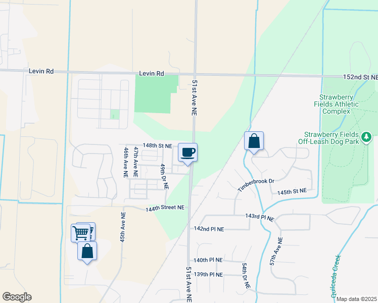 map of restaurants, bars, coffee shops, grocery stores, and more near 14703 50th Drive Northeast in Marysville