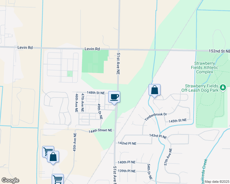 map of restaurants, bars, coffee shops, grocery stores, and more near 5025 148th Street Northeast in Marysville