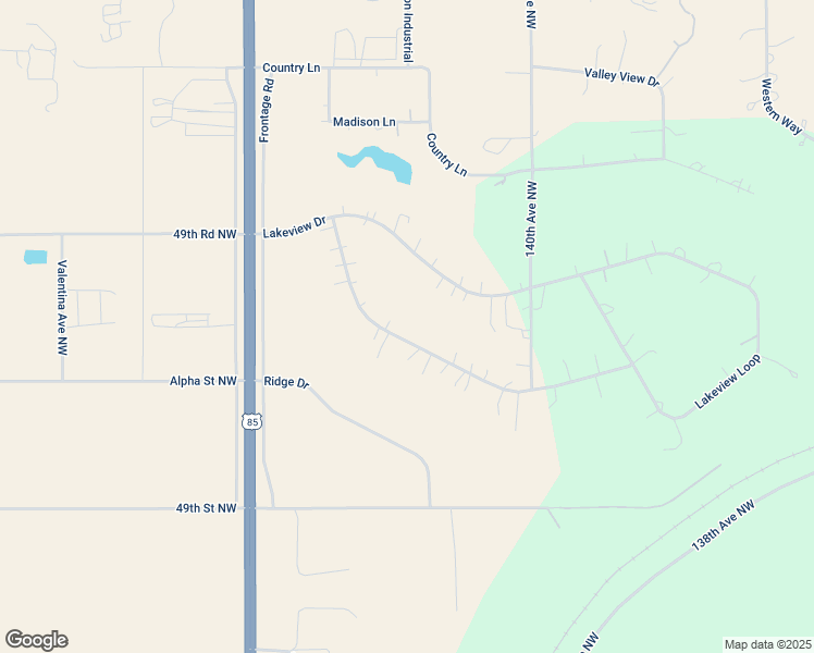 map of restaurants, bars, coffee shops, grocery stores, and more near 14025 Prairie Lane in Williston