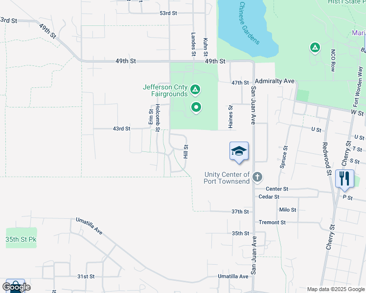 map of restaurants, bars, coffee shops, grocery stores, and more near 704 41st Street in Port Townsend