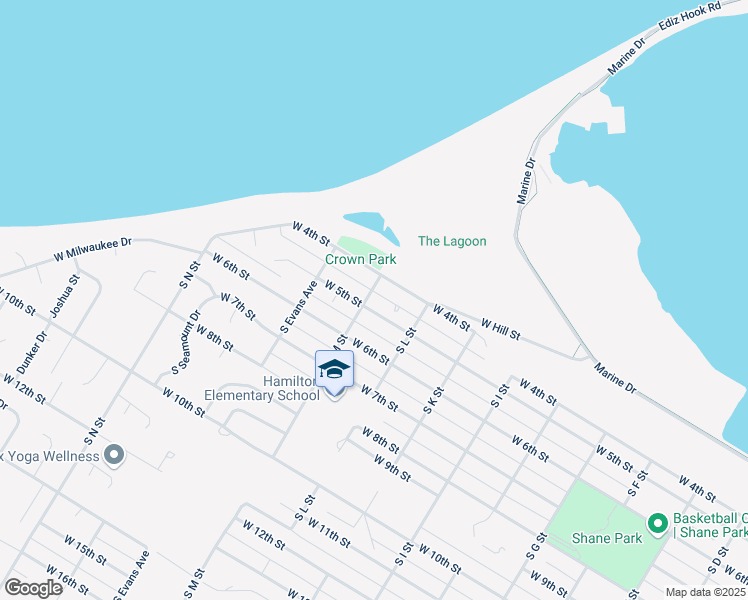 map of restaurants, bars, coffee shops, grocery stores, and more near 1901 West 5th Street in Port Angeles