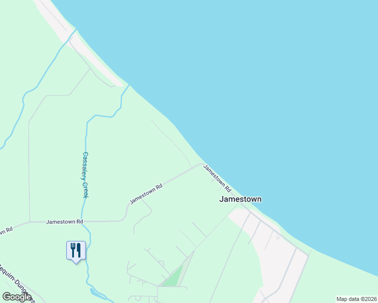 map of restaurants, bars, coffee shops, grocery stores, and more near 72 Jamestown Beach Lane in Sequim