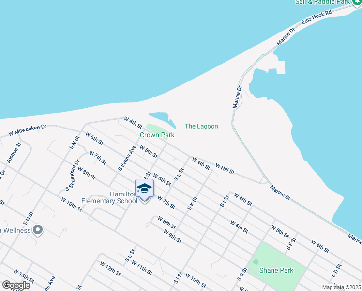 map of restaurants, bars, coffee shops, grocery stores, and more near 1820 West 4th Street in Port Angeles