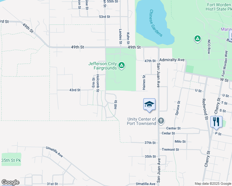map of restaurants, bars, coffee shops, grocery stores, and more near 704 41st Street in Port Townsend