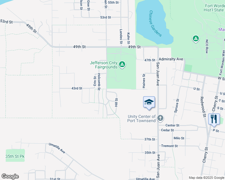 map of restaurants, bars, coffee shops, grocery stores, and more near 704 41st Street in Port Townsend