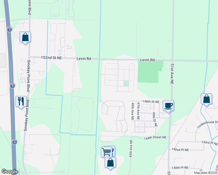 map of restaurants, bars, coffee shops, grocery stores, and more near 4326 149th Street Northeast in Marysville