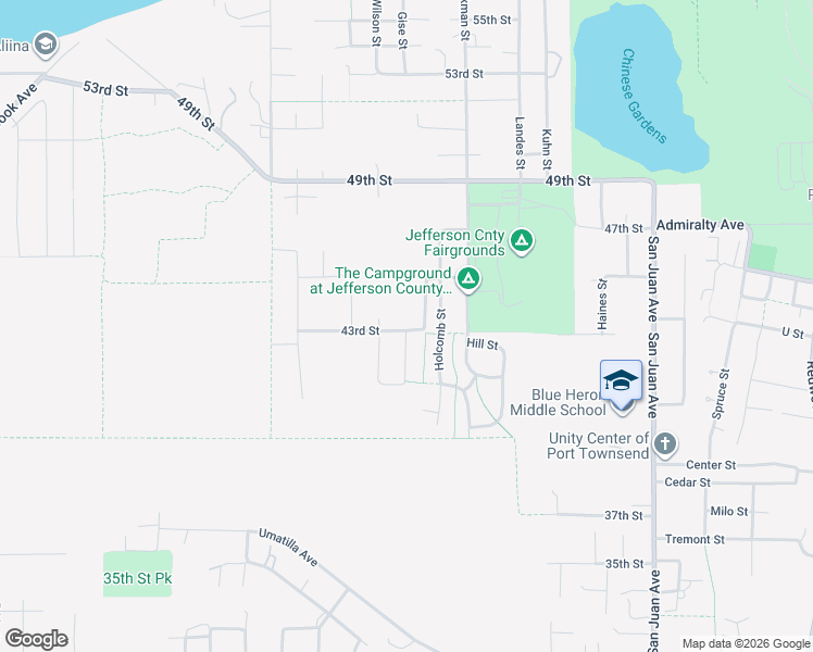 map of restaurants, bars, coffee shops, grocery stores, and more near 4383 Holcomb Street in Port Townsend