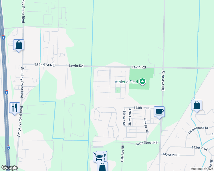 map of restaurants, bars, coffee shops, grocery stores, and more near 4345 149th Place Northeast in Marysville