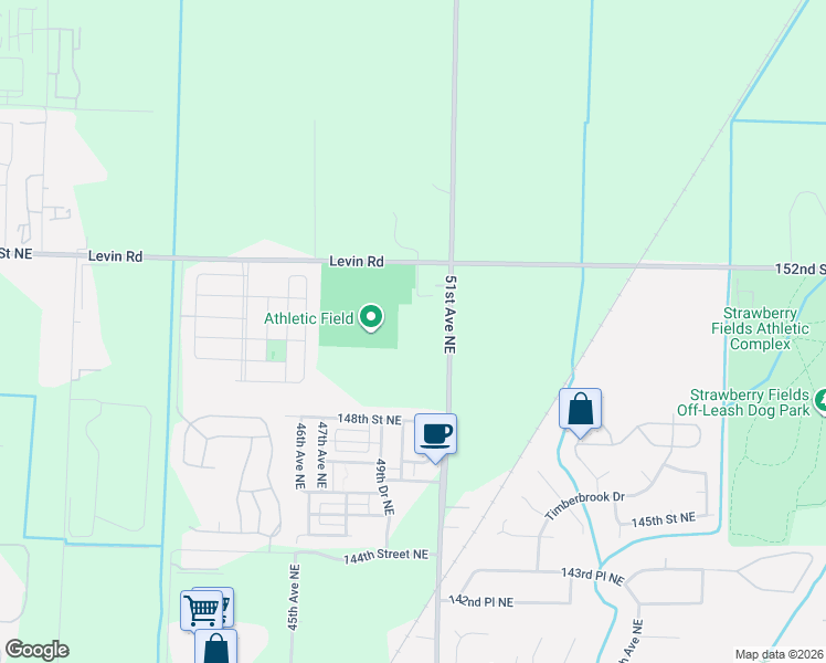 map of restaurants, bars, coffee shops, grocery stores, and more near 15112 51st Ave NE in Marysville