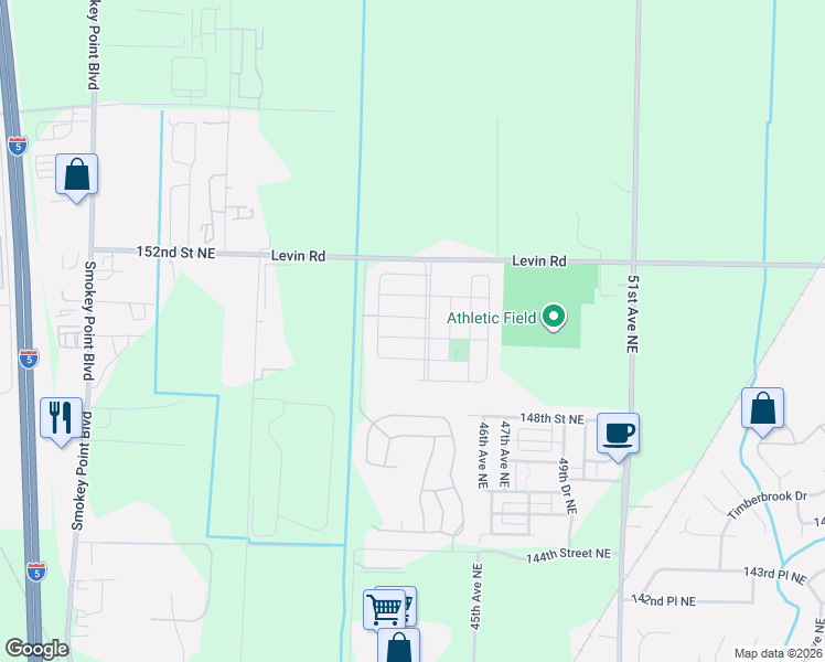 map of restaurants, bars, coffee shops, grocery stores, and more near 4345 149th Place Northeast in Marysville