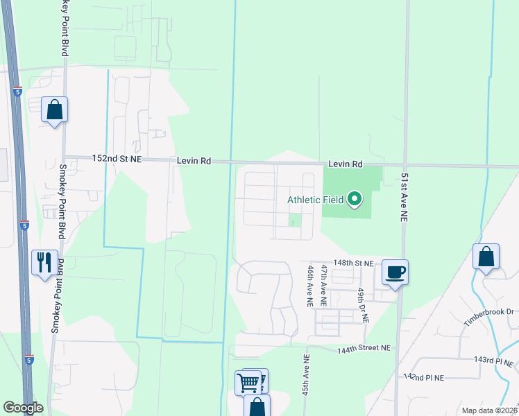 map of restaurants, bars, coffee shops, grocery stores, and more near 4345 149th Place Northeast in Marysville