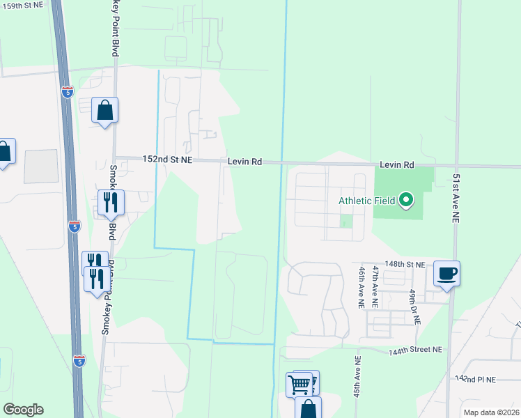 map of restaurants, bars, coffee shops, grocery stores, and more near 14922 43rd Drive Northeast in Marysville