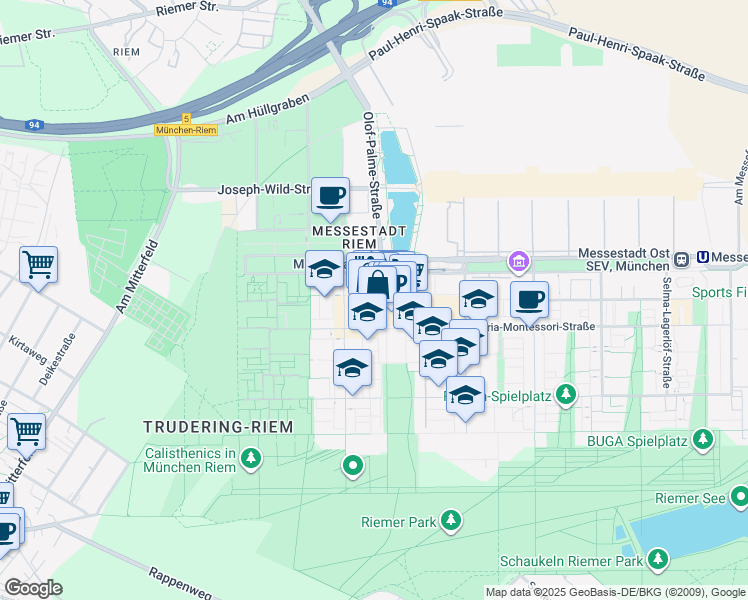 map of restaurants, bars, coffee shops, grocery stores, and more near 6 Willy-Brandt-Platz in München