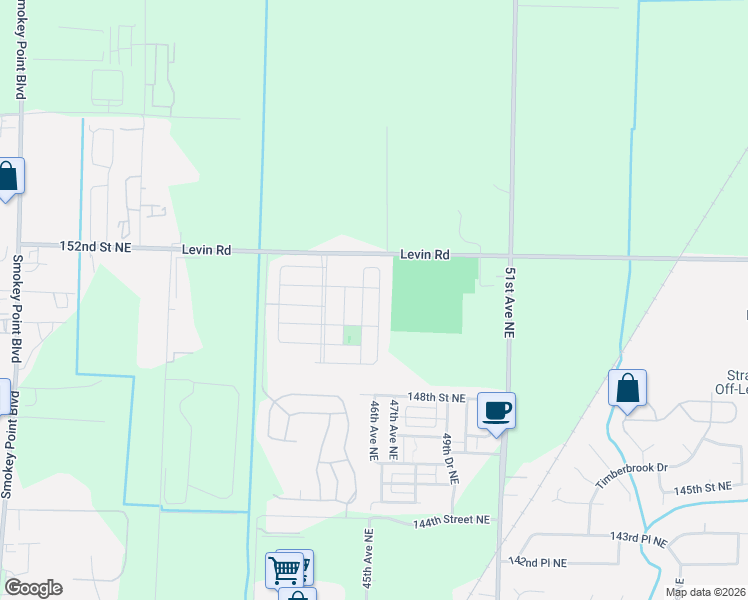map of restaurants, bars, coffee shops, grocery stores, and more near 15010 45th Drive Northeast in Marysville