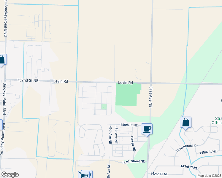map of restaurants, bars, coffee shops, grocery stores, and more near 15117 45th Drive Northeast in Marysville
