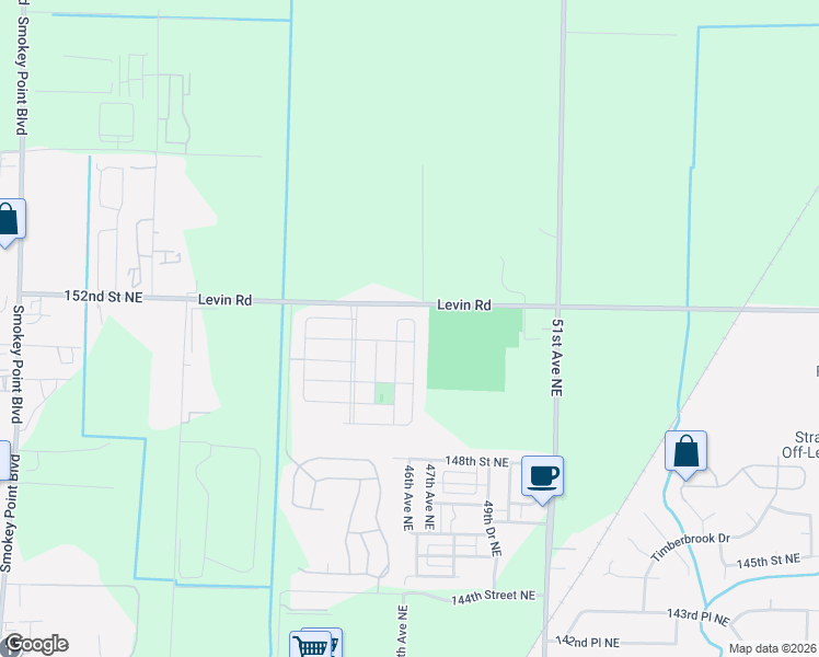 map of restaurants, bars, coffee shops, grocery stores, and more near 15108 45th Drive Northeast in Marysville