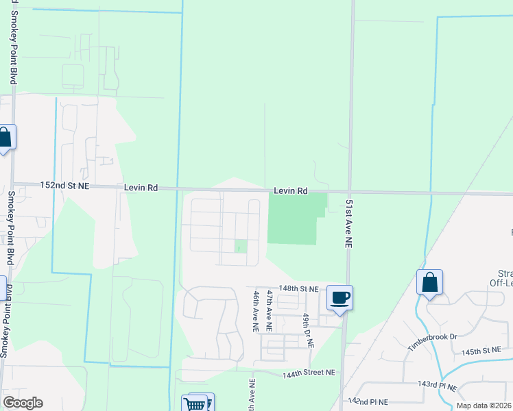 map of restaurants, bars, coffee shops, grocery stores, and more near 15108 45th Drive Northeast in Marysville