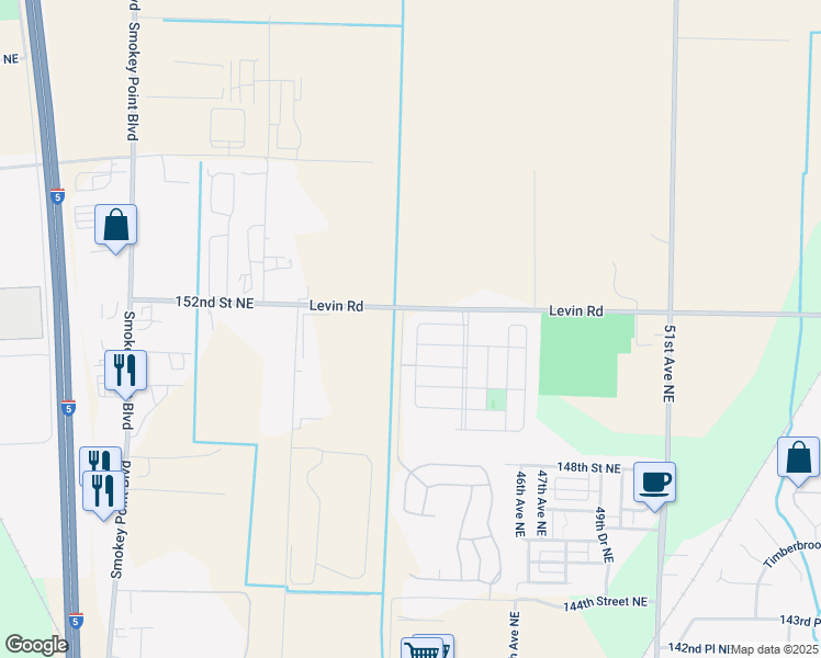 map of restaurants, bars, coffee shops, grocery stores, and more near 15112 43rd Drive Northeast in Marysville