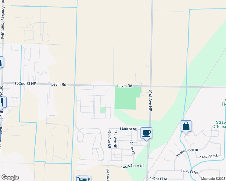 map of restaurants, bars, coffee shops, grocery stores, and more near 15117 45th Drive Northeast in Marysville