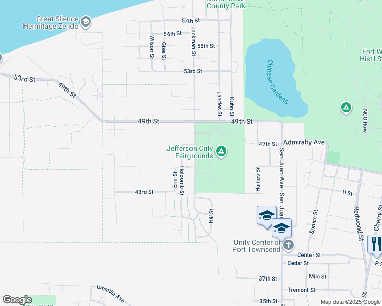 map of restaurants, bars, coffee shops, grocery stores, and more near 4601 Jackman Street in Port Townsend