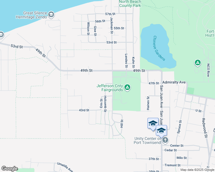 map of restaurants, bars, coffee shops, grocery stores, and more near 4601 Jackman Street in Port Townsend
