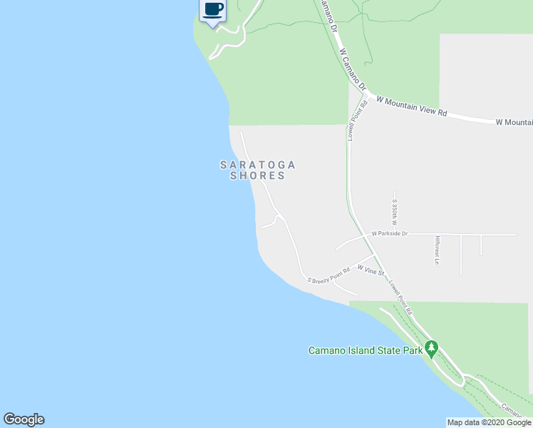 map of restaurants, bars, coffee shops, grocery stores, and more near 2094 South Breezy Point Road in Camano