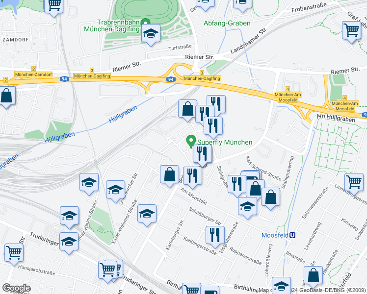 map of restaurants, bars, coffee shops, grocery stores, and more near 2 Wamslerstraße in München