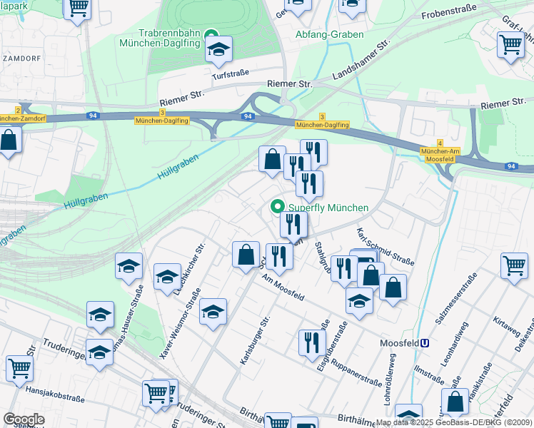 map of restaurants, bars, coffee shops, grocery stores, and more near 2 Wamslerstraße in München
