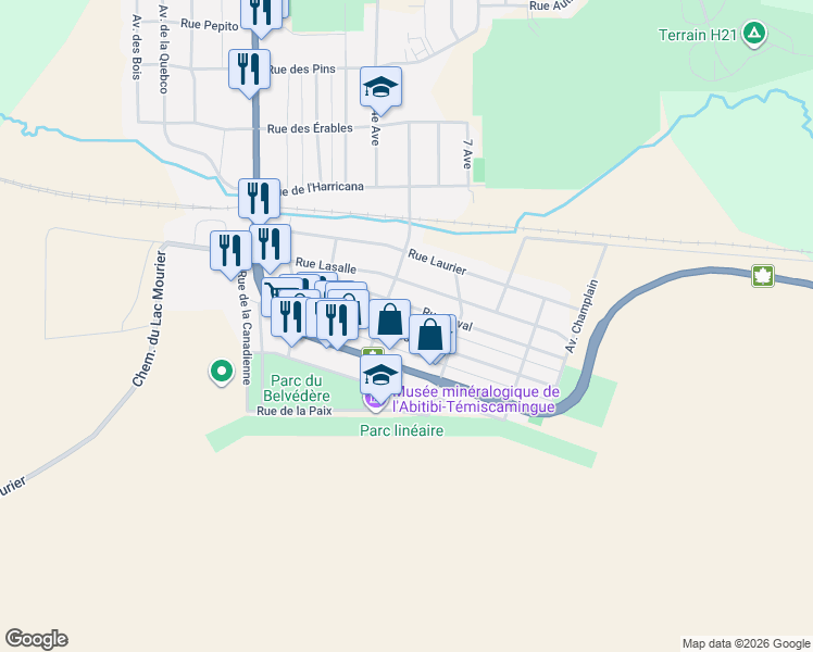 map of restaurants, bars, coffee shops, grocery stores, and more near 650 Rue Jacques Cartier in Malartic