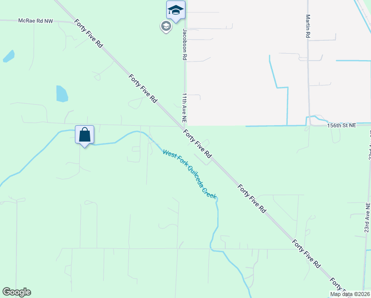 map of restaurants, bars, coffee shops, grocery stores, and more near 15512 Forty Five Road in Arlington